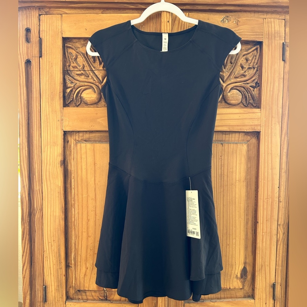Lululemon Everlux Mesh-Back Tennis Dress Brand New With Tags Black Size 4